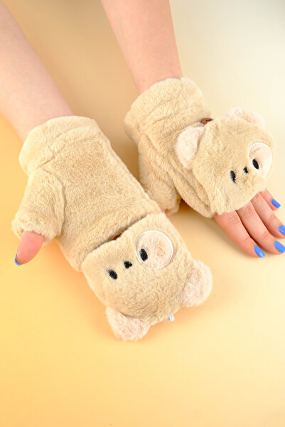 Jack Ferrero Peluş Kürk Örgü Eldiven Peluş Parmaksız Eldiven Kış Yumuşak Sıca...