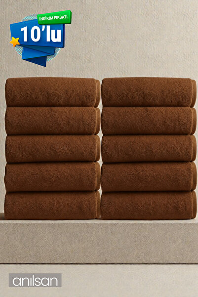 Anılsan 10-paket običnih braon ručnika za ruke - 50x90 cm, 225 g, 100% pamuk ...