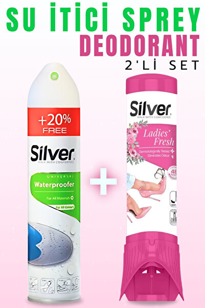 Silver Kadın Ayakkabı Deodorantı 100 ML + Su İtici Su geçirmezlik Spreyi 300 ML