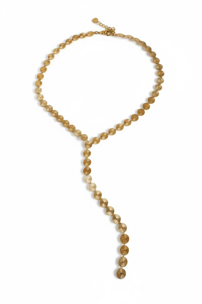 ELENOR Kadın Pul Detaylı Y Model Paslanmaz Çelik Kolye