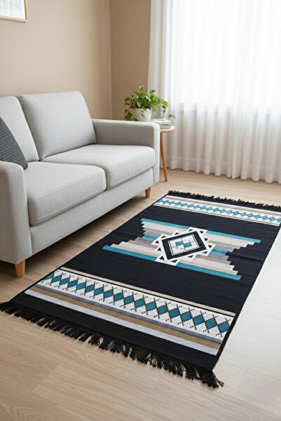 Evium Saçlı Tekstil Çift Taraflı Yıkanabilir Kilim Etnik Desenli