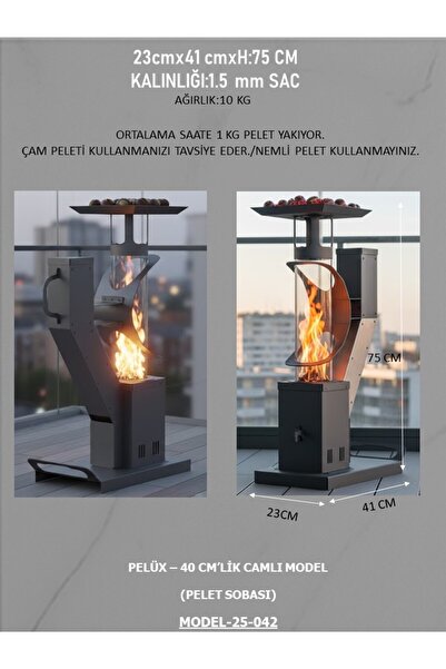 EXİTMODEL Pelet sobası, pelet şöminesi,dış mekan,bahçe şöminesi,teras ısıtma.cam balkon pelet sobası,ekonomik