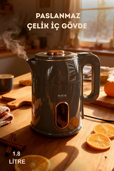 evona Caldera – Premium Parlak Gri Kettle Su Isıtıcısı - Dayanıklı Ve Zarif