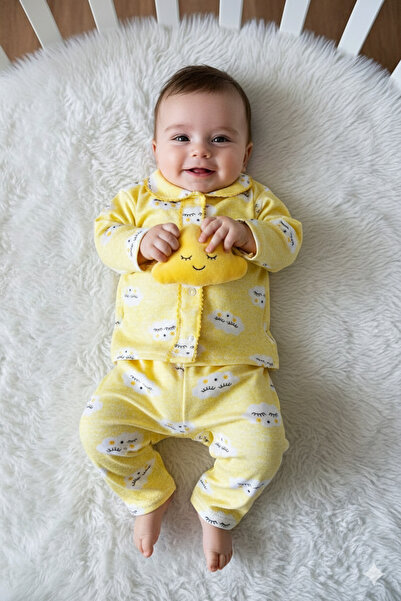 Little Baby Bulut Desenli Yakalı Bebek Takımı