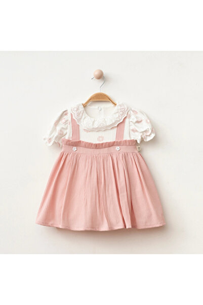 My Lusa Baby Papatya İşlemeli Düğmeli Kız Bebe Elbise