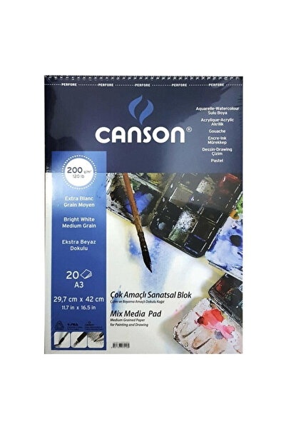 Canson Mix Media Spiral Drawing Notebook 200g A3 20 Sheets