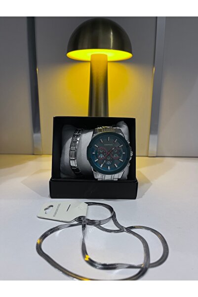 ATKGİYİM Erkek Kol Saati Seti - Siyah Gold Saat & Zincir Kolye & Metal Bilekl...