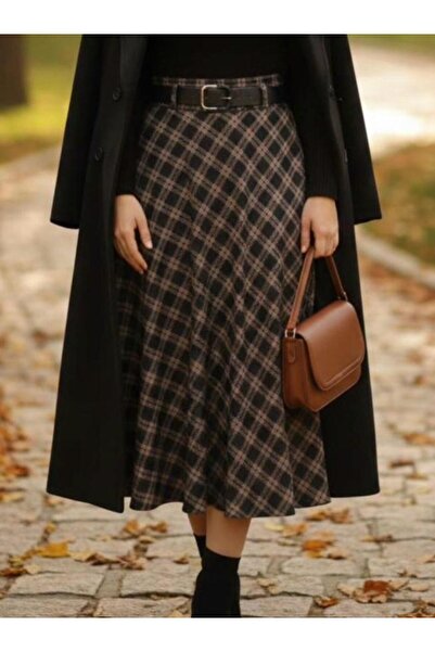 Raya Gym Kemerli Ekose Kaşe Etek