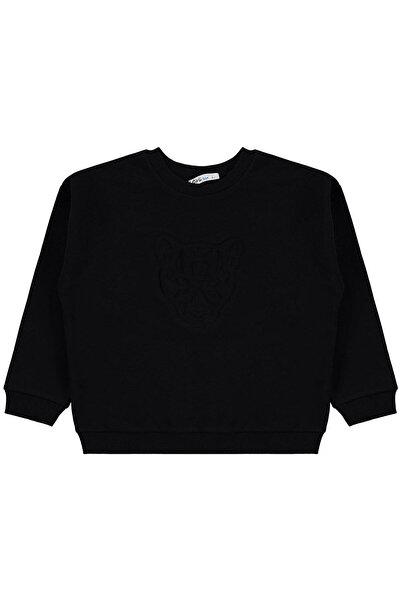 Civil Boys Φούτερ με κέντημα λιοντάρι για 6-9 ετών - Μαύρο 9-10 ετών