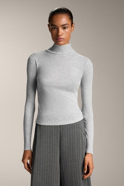 Oysho High neck rib T-shirt with lyocell