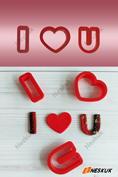 Neskuk 3-Piece Love Written Cookie Cake Mold Valentine's Day Cake Mold / Heart Cutter