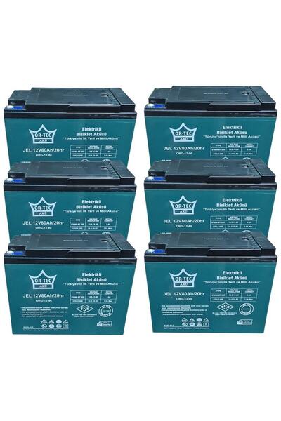 ORTEC 12v 80ah 6'lı Set Elektrikli Motosiklet Aküsü Uyumlu 2025 Üretim Elektrikli Bisiklet Aküsü