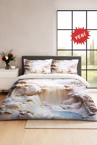 MonoHome Σετ Παπλωματοθήκη Βαμβακερό Διπλό Natura Rose Grey