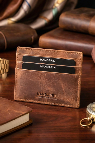 TESBİHCİBABA Mandarin Full Grain Crazy Lisbon Чоловічий шкіряний гаманець, га...