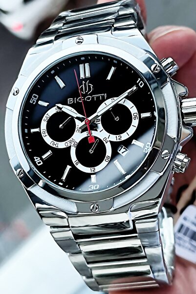 Bigotti Özel Kutulu Orijinal Erkek Kol Saati 5 Atm Su Geçirmez Gümüş Renk Elg913
