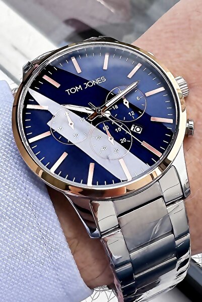 Tom Jones 3 Atm Su Geçirmez Orijinal Erkek Kol Saati Gümüş Renk Çelik Kordon ...