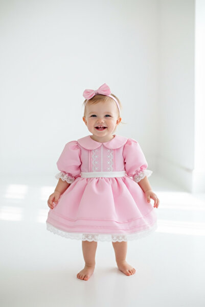 Hobidik Güpür Detaylı Kabarık Bebek Elbisesi
