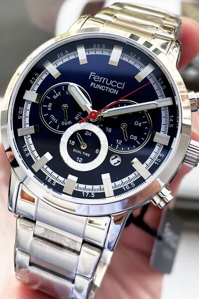 Ferrucci Function Erkek Kol Saati 3 Atm Su Geçirmez Gümüş Renk Çelik Kordon E...