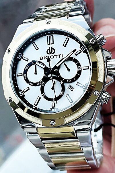 Bigotti Özel Kutulu Orijinal Erkek Kol Saati 5 Atm Su Geçirmez Gümüş Renk Elg914