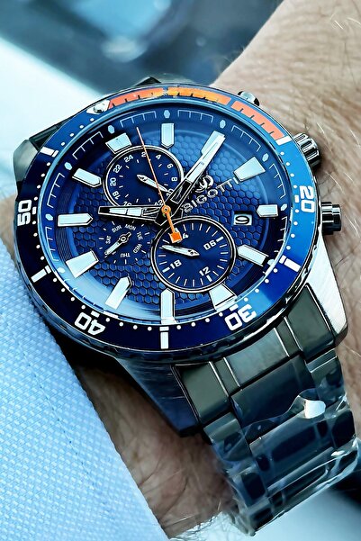 Bigotti ساعة يد رجالية أصلية مع صندوق خاص 5 Atm مقاومة للماء لون فضي Bme2001c1