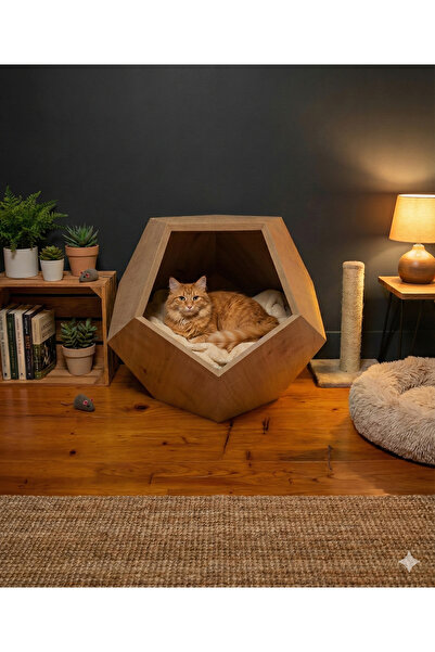 thecavehome Kedi mağarası / Geometrik kedi yatağı - El yapımı onbir yüzlü ked...