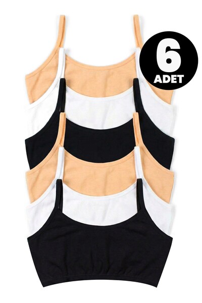 Öts Sutien de antrenament pentru fetiță, din 6 piese, din bumbac, fără suporturi, din Lycra