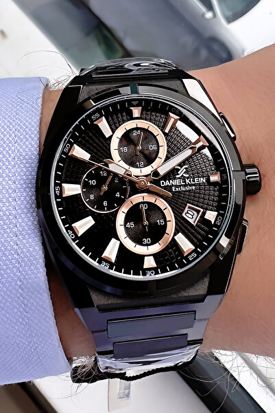 Daniel Klein ساعة يد رجالية أصلية متعددة الوظائف 3ATM مقاومة للماء باللون الأ...