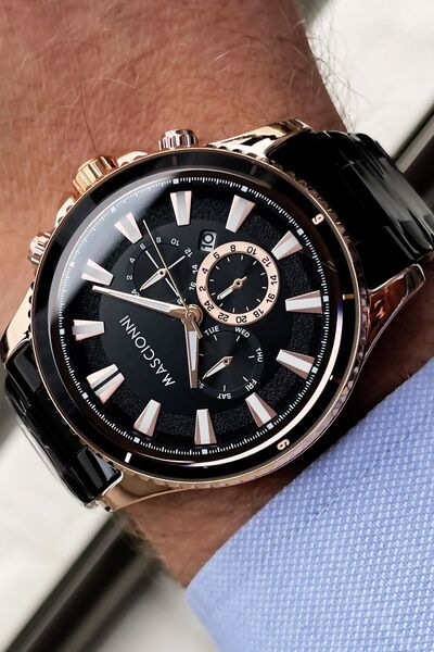 mascionni Erkek Kol Saati 3 Atm Su Geçirmez Siyah Renk Çelik Kordon C2012x