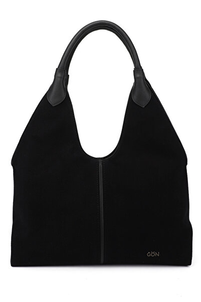 GÖNDERİ(R) Geantă de umăr neagră din piele neagră pentru femei