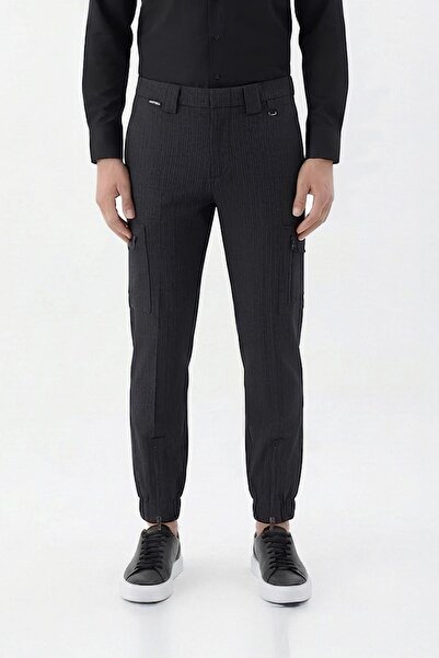 Sabri Özel Erkek Regular Fit Normal Kesim Dokuma Kumaş Lastikli Paça Kargo De...