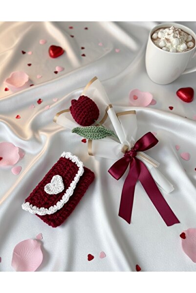 HENERA طقم مكون من قطعتين من التول المحبوك يدويًا - محفظة / طقم عيد الحب / هد...