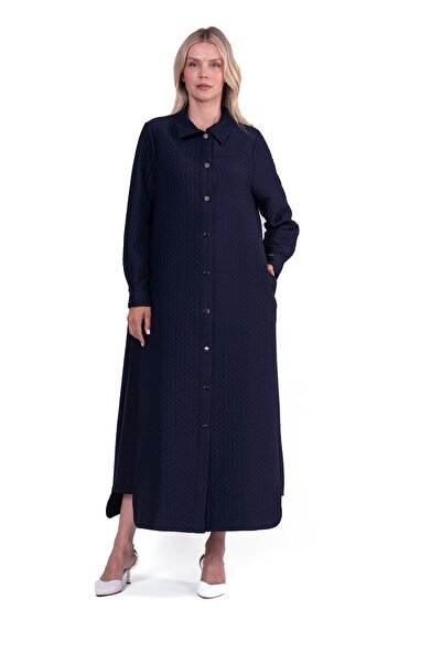 Invee Navy Blue Patterned Quilted Women's Hood