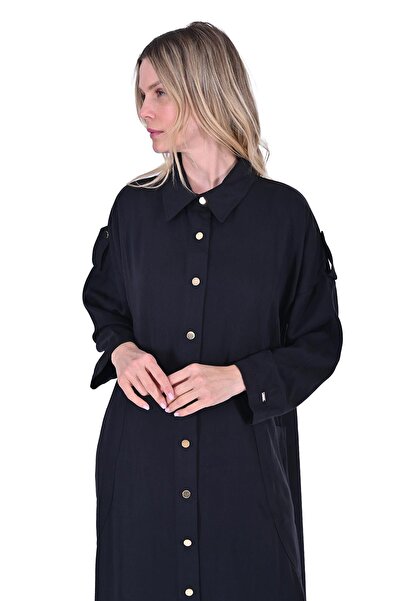 Invee Buttoned Women's Long Cap Black