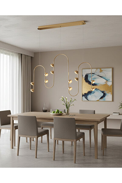 Özcan Aydınlatma 2843-12AS-03 Aster 12'li Sıralı Avize SARI Renk