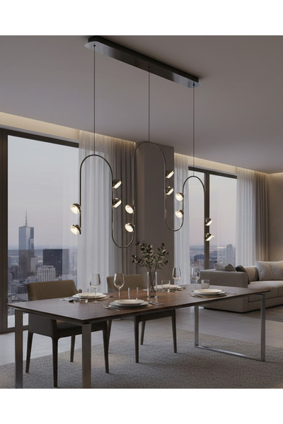 Özcan Aydınlatma 2843-12AS-24 Aster 12'li Sıralı Avize PLATİN Renk