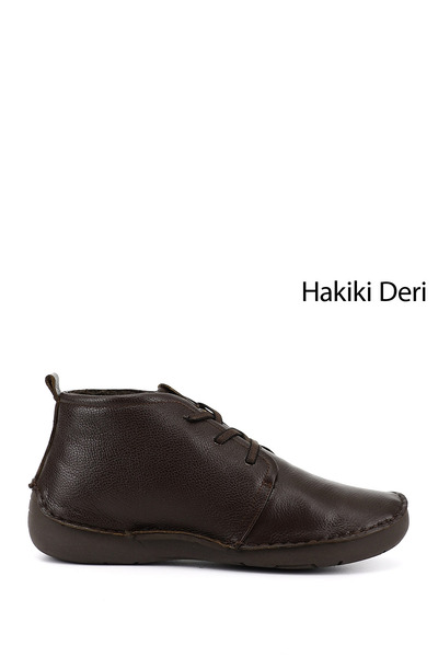 GÖNDERİ(R) حذاء نسائي مريح من الجلد الطبيعي باللون البني العتيق برباط