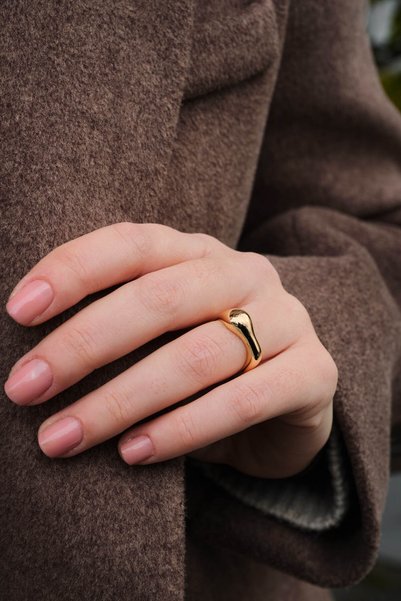 ByFlorya Jewelry Asymmetrical Cut Ring Plate Free Size Adjustable Measurement