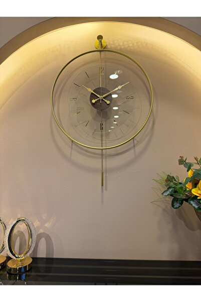 MetaQuartz Aksesuar Masif - Luxry Şefaf (TAMPERLİ KIRILMAZ CAM) - (50 ÇAP)- Quartz Mekanizma - Metal Duvar Saati