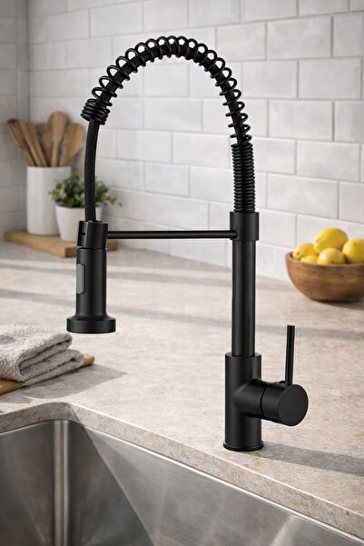 FLEKO Spring Black Spırallı Mutfak Bataryası