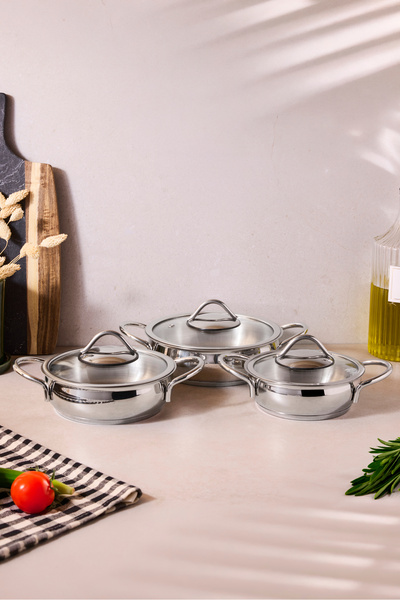 Perotti طقم قدور فولاذية من 6 قطع مع قاعدة حثية من بورجاز