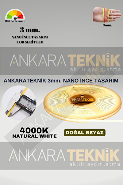 Genel Markalar 3mm. Nano Ince Neon Cob Şerit Led / Ince Tasarım/ 5 Metre Rulo...