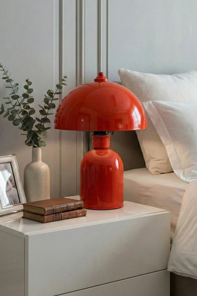 Marrien أباجورة لونا |   جسم معدني برتقالي - 25 سم - إضاءة غرفة المعيشة وغرفة النوم والصالة