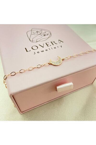 Lovera Jewellery 925 Ayar Gümüş Rose Hilal Figürlü Kadın Bileklik | Zarif Hed...