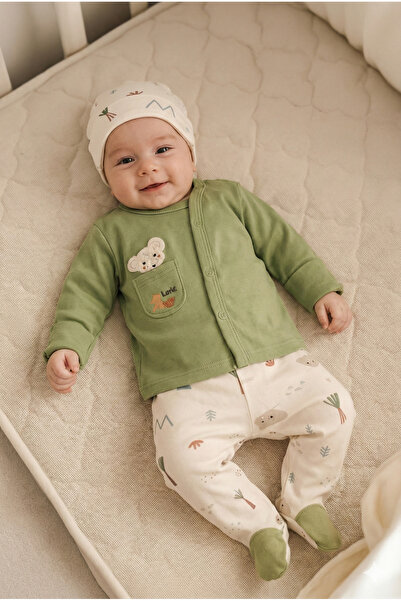 MYZİ STORE Baby Kids 100% Cotton 3-Piece Set: Bottoms with Booties, Top with ...