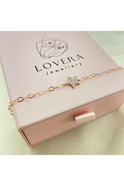 Lovera Jewellery 925 Ayar Gümüş Rose Renk Yıldız Bileklik