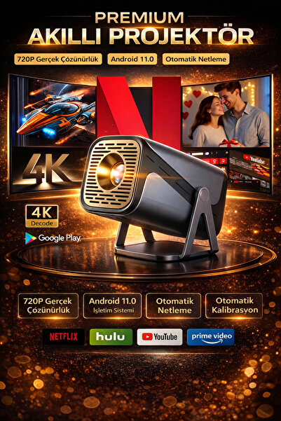 Zineets Q320 Taşınabilir Android Projeksiyon Wifi Destekli Akıllı Sinema Proj...