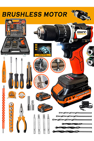 Eisenn Alman 2 Akülü Turbo Vidalama Matkap 328 Vf 20 Ah Çelik Mandren Hiper Teknoloji 100 Parça Mega Set