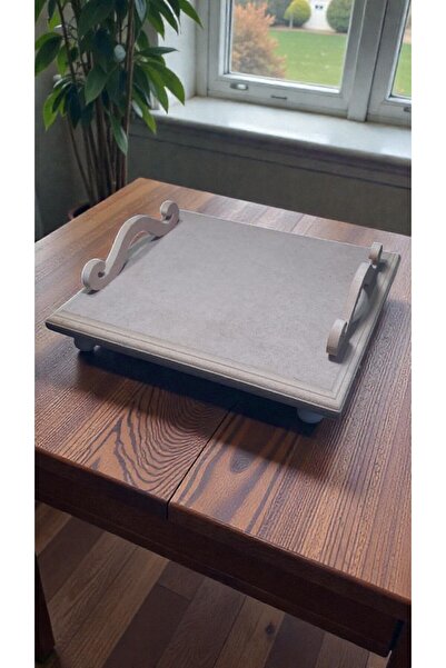 toprakanaart AYAKLI DİKDÖRTGEN HAM AHŞAP TEPSİ