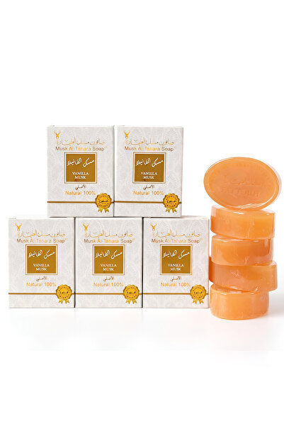 MUSK AL TAHARA 5 قطع صابون الفانيليا والمسك لتبييض المناطق الحساسة والجسم بال...