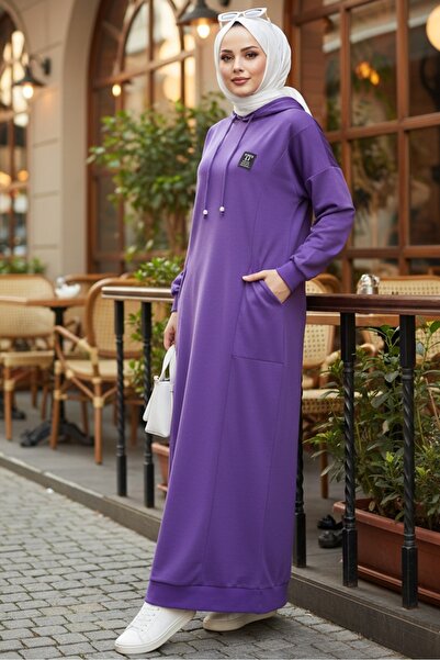 Bestenur Anger Hooded Dress 1421 - Purple